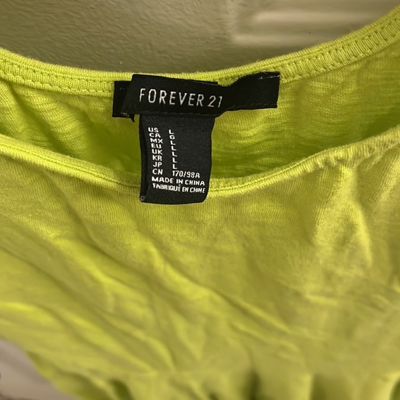 Forever 21 size L highlighter green pull on skater dress - Picture 2 of 3